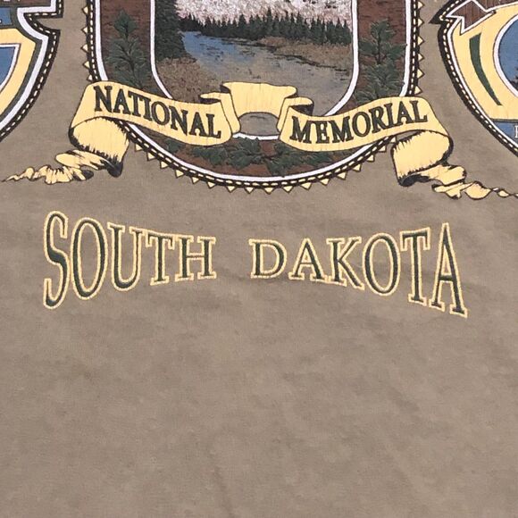 Vintage Mt. Rushmore S.D. Graphic Crew Neck T-Shirt w/Mixed Fabrics 1990s SZ L - Picture 6 of 11